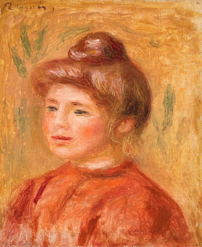 Kırmızı Elbiseli Kadın Büstü - Pierre-Auguste Renoir