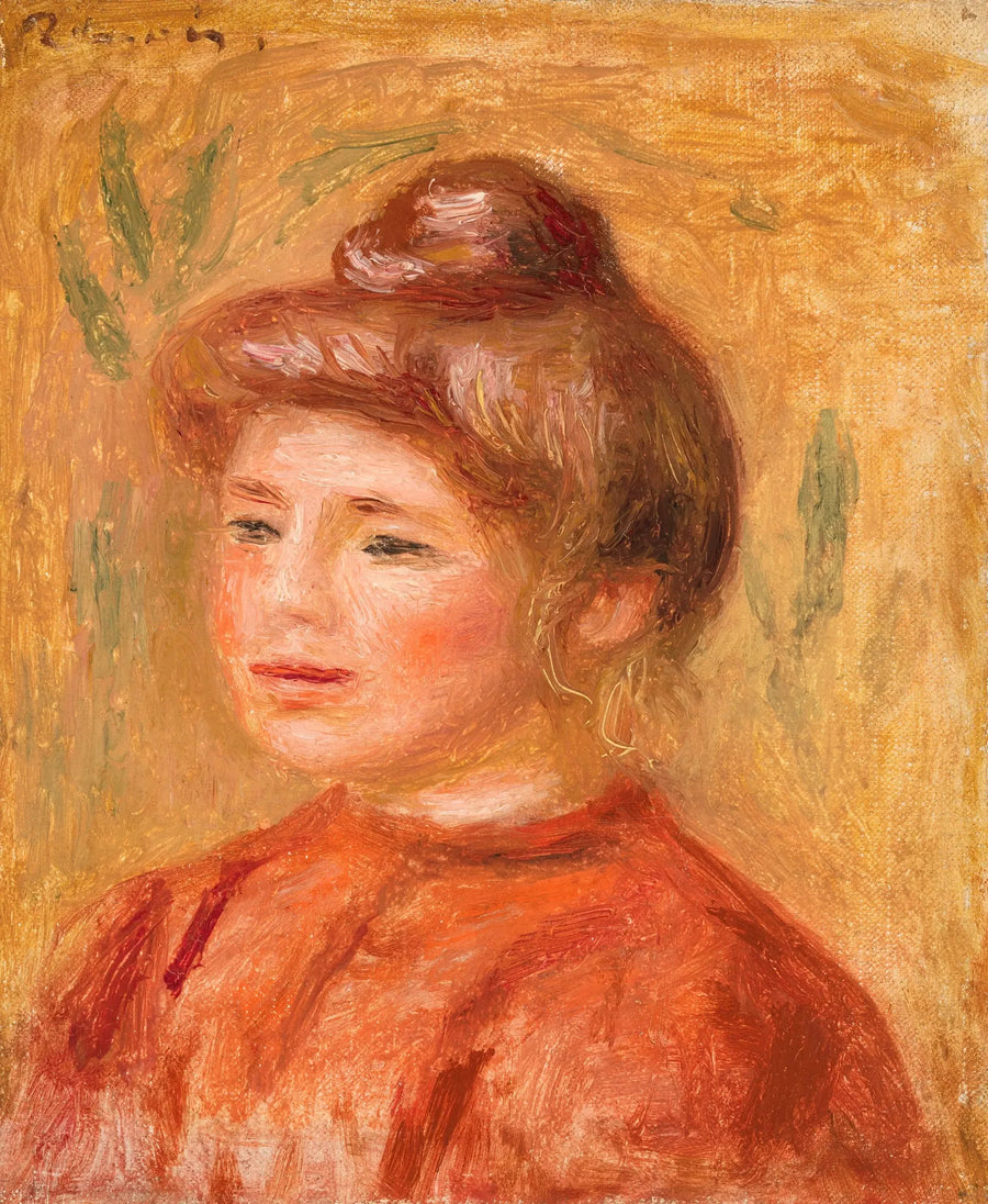 Kırmızı Elbiseli Kadın Büstü - Pierre-Auguste Renoir