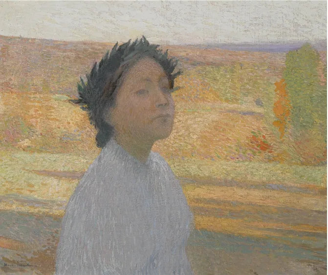 BUSTE DE JEUNE FILLE AVEC UNE COURONNE DE LAURIER - Henri-Jean Guillaume Martin image 1 reproduction artisanale de tableau