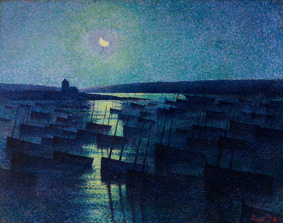 Camaret, ay ışığı ve balıkçı tekneleri - Maximilien Luce