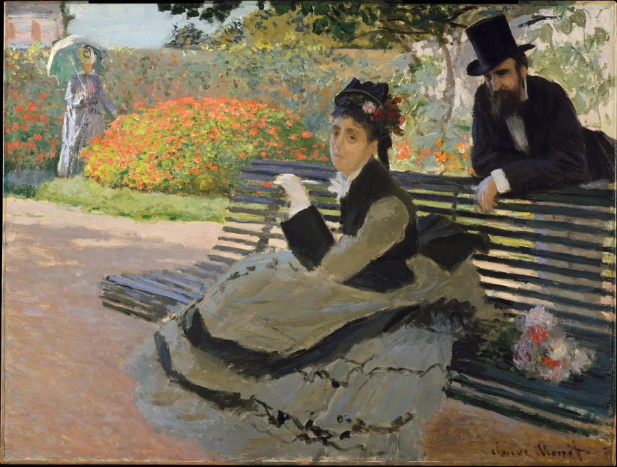 Camille Monet bahçe bankında W281 - Claude Monet