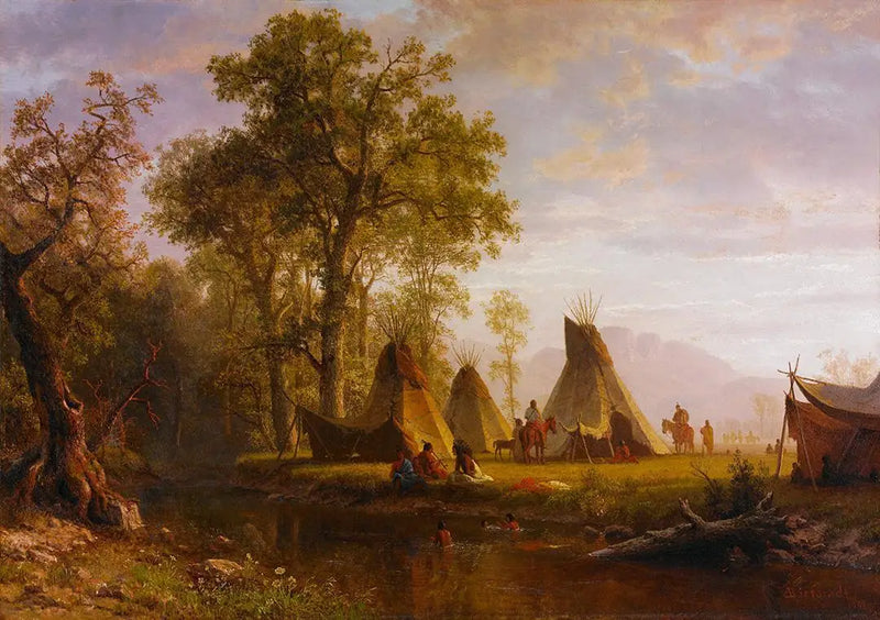 Kızılderili Kampı, Öğleden Sonra Sonu - Albert Bierstadt