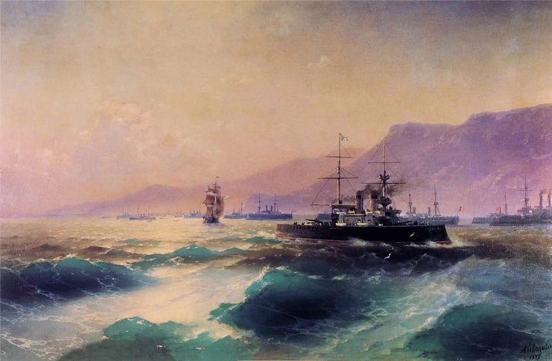 Girit açıklarında savaş gemisi - Ivan Aïvazovski