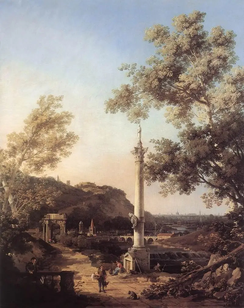 Capriccio : nehir manzarası ve bir kolon - Canaletto