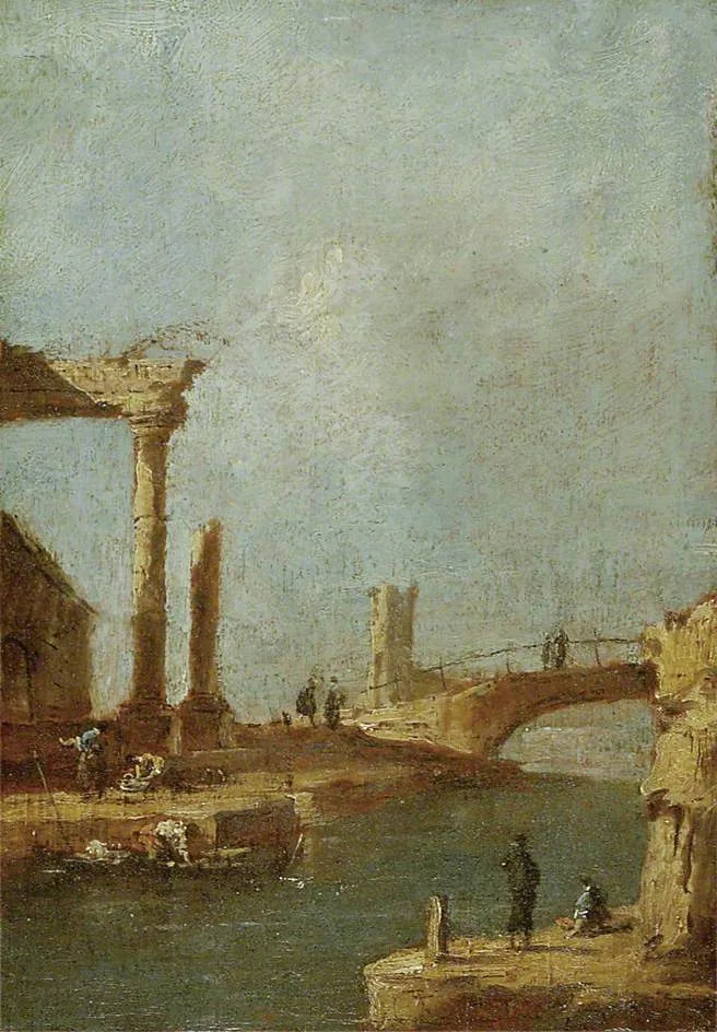 Capriccio : Harabeler ve bir köprü - Francesco Guardi