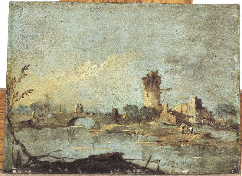 Rustik Kapris, yıkık köprü ve kule ile - Francesco Guardi
