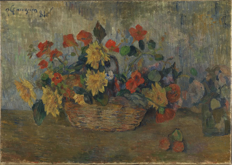 Bir sepet içinde kapuçinler ve dahliyalar - Paul Gauguin