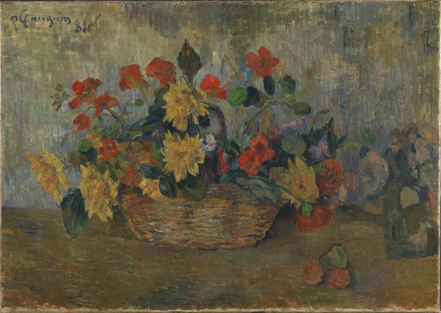 Bir sepet içinde kapuçinler ve dahliyalar - Paul Gauguin