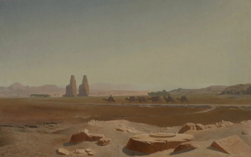 Memnon'un dev heykellerinin yanından geçen kervan. Tebe - Jean-Léon Gérôme