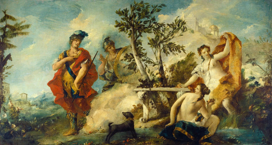 Carlo ve Ubaldo, Armide'nin nymphlerinin büyülerine karşı dirençli - Francesco Guardi