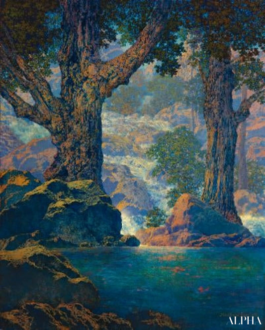 Reproduction du tableau « Cascades (Quiet Solitude) - Maxfield Parrish » par Alpha Reproduction en peinture à l’huile