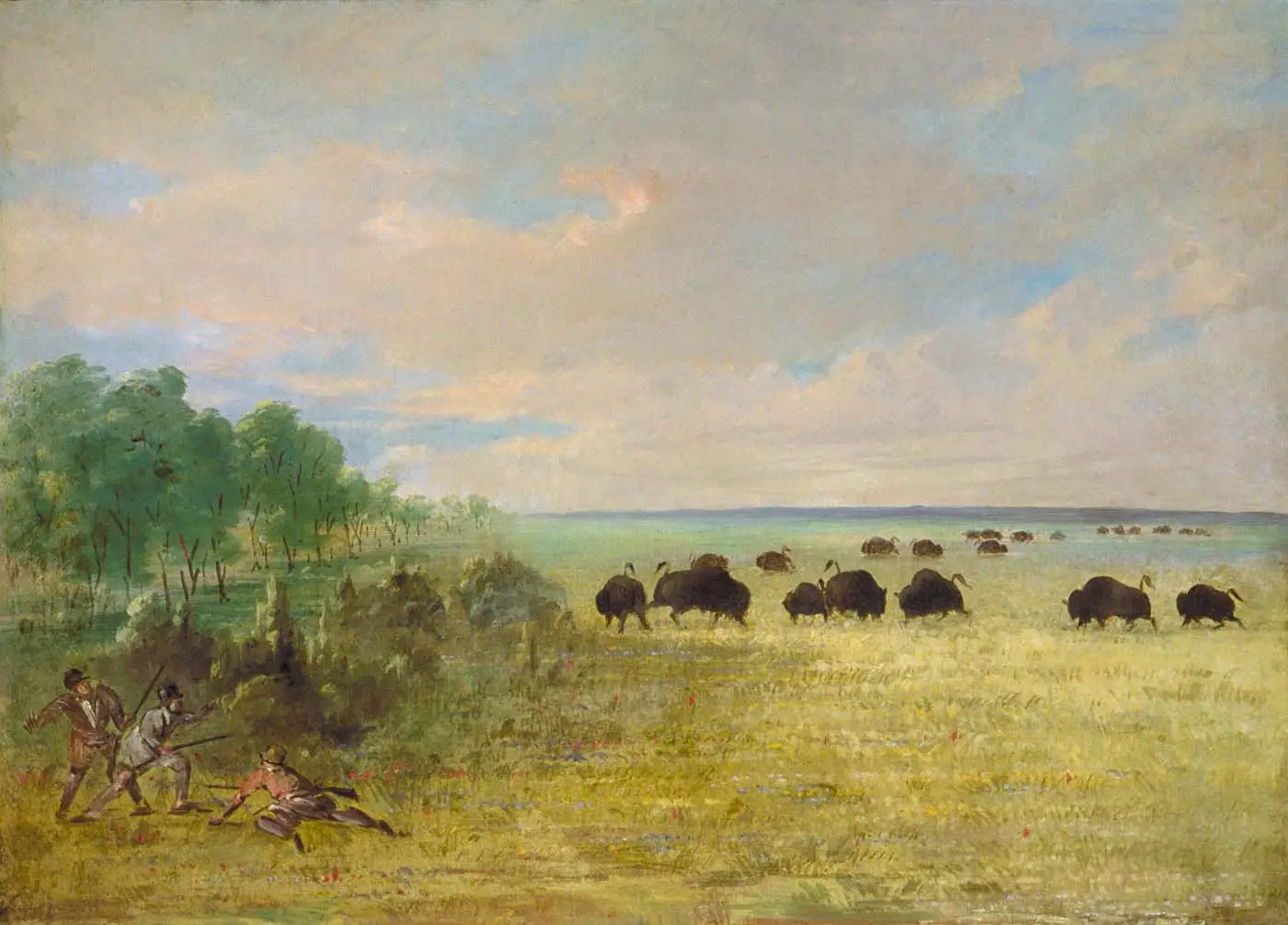 Catlin et Party traquent Buffalo au Texas - George Catlin - Alpha Reproduction