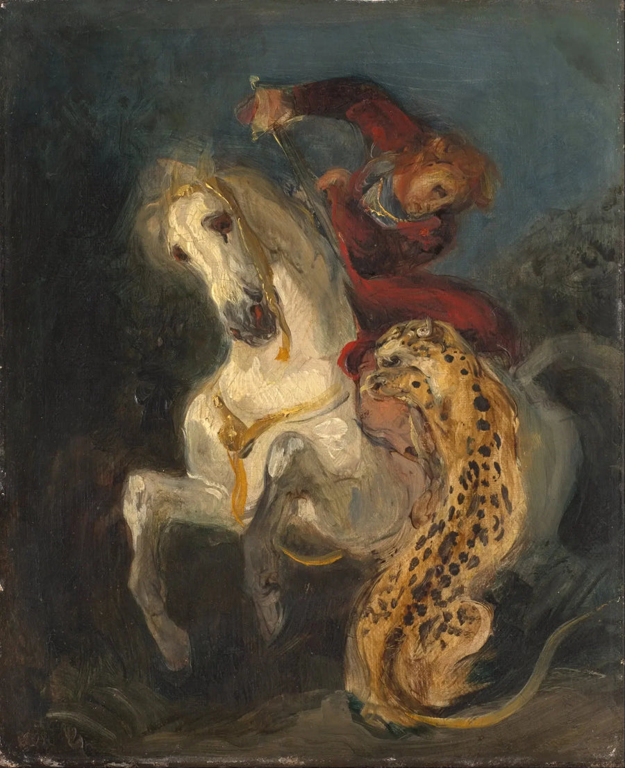 Jaguar tarafından saldırıya uğrayan süvari - Eugène Delacroix