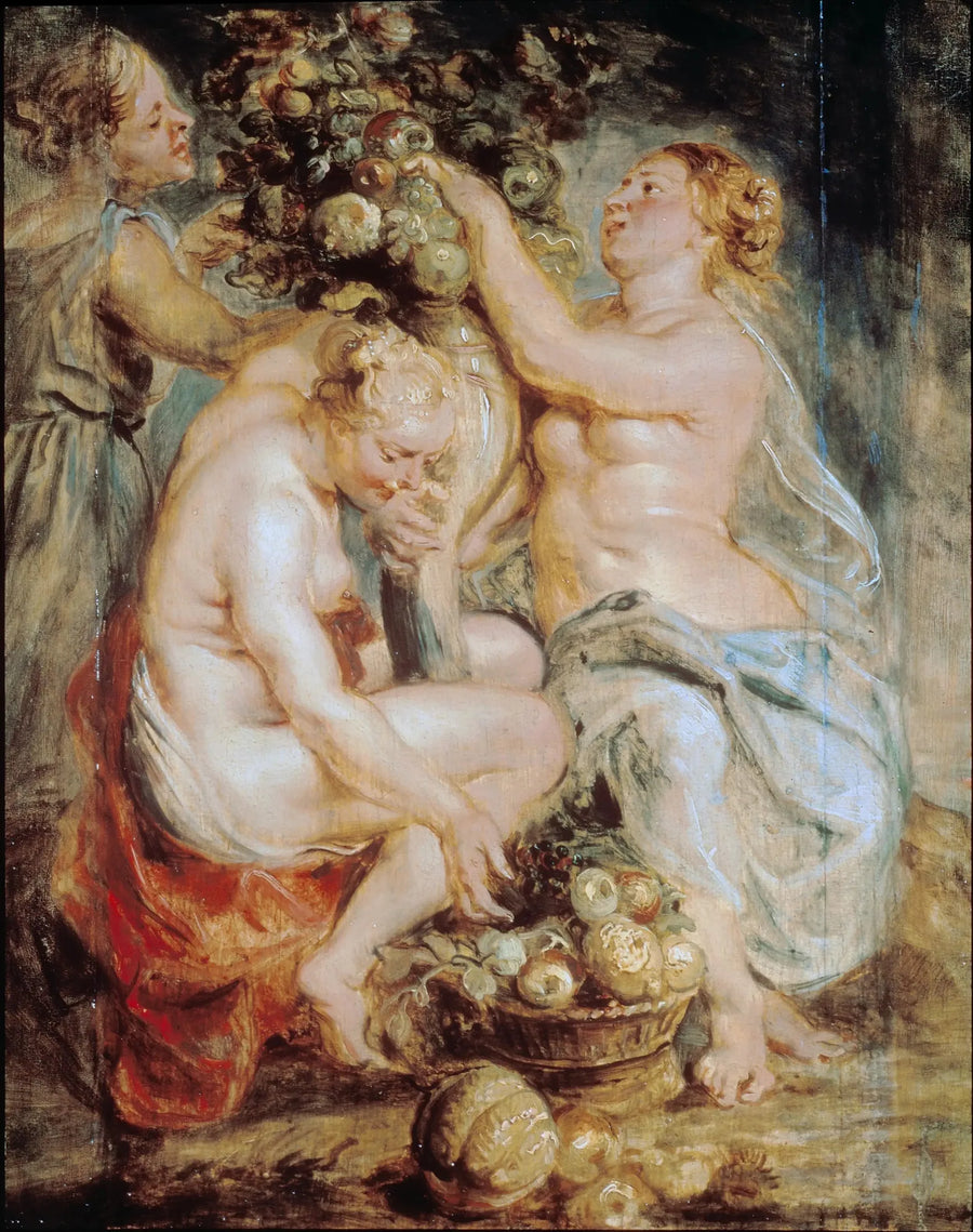 Cérès ve iki nymphe bol miktarda bir boynuz ile - Peter Paul Rubens