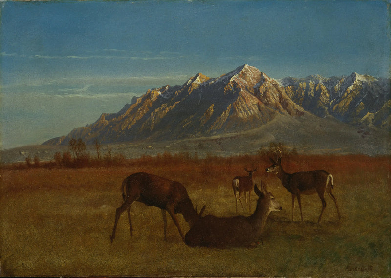 Dağ evinde geyik - Albert Bierstadt