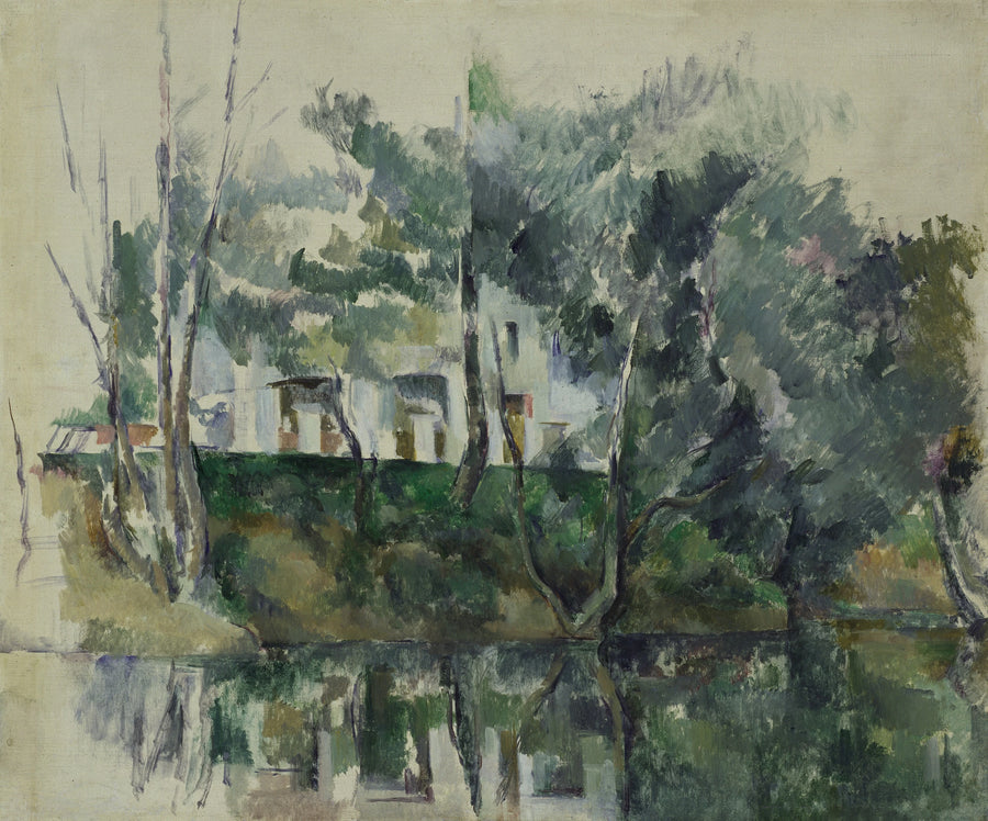 Su kenarındaki ağaçlar ve evler - Paul Cézanne