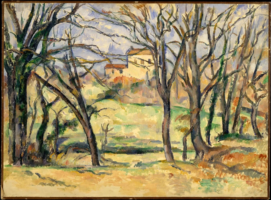 "La Durane" olarak bilinen yerde ağaçlar ve evler - Paul Cézanne