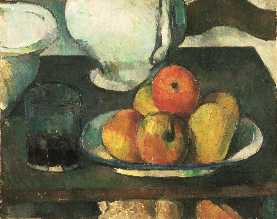 Meyveler ve bir kadeh şarap ile Natürmort - Paul Cézanne