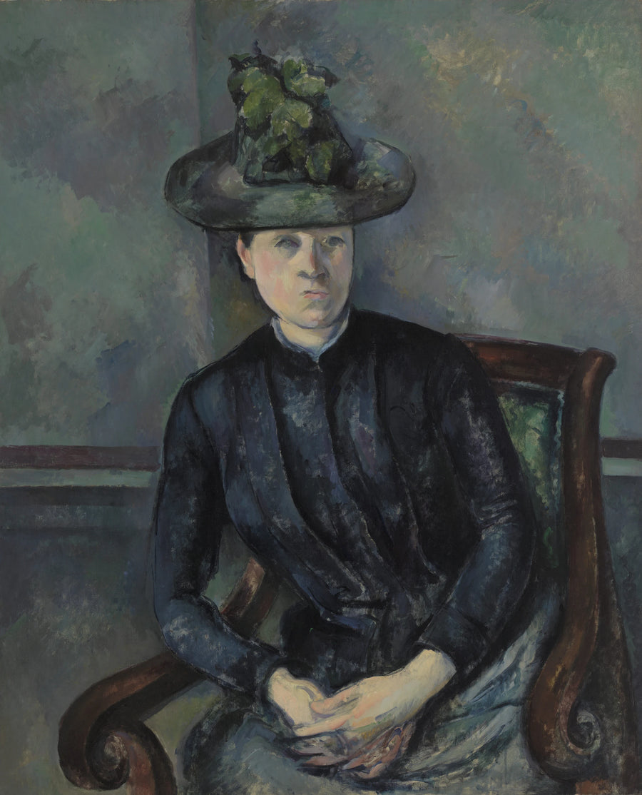 Yeşil Şapkalı Madame Cézanne - Paul Cézanne