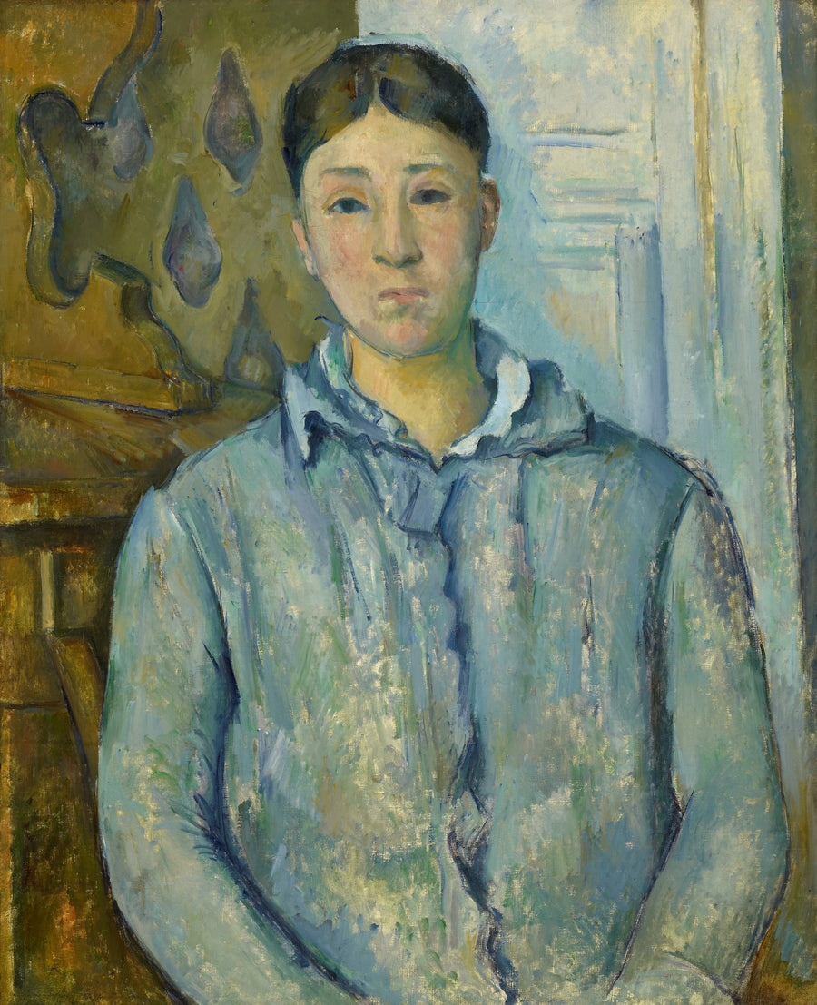 Mavi Elbiseli Madame Cézanne - Paul Cézanne