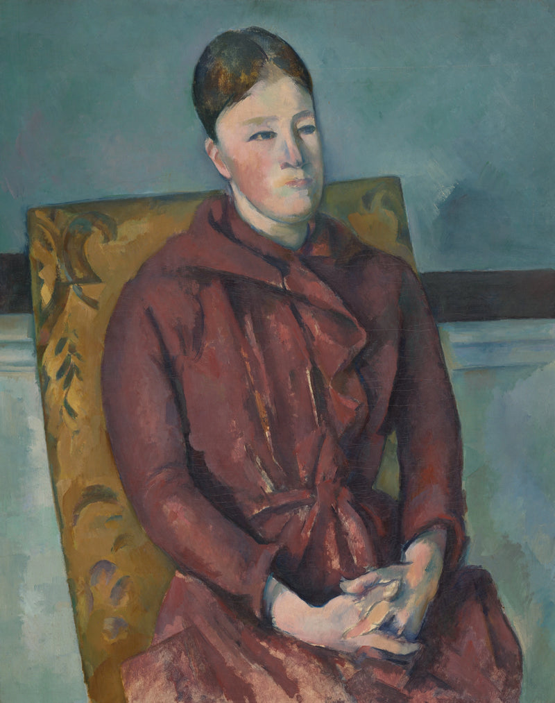 Kırmızı elbiseli Bayan Cézanne - Paul Cézanne