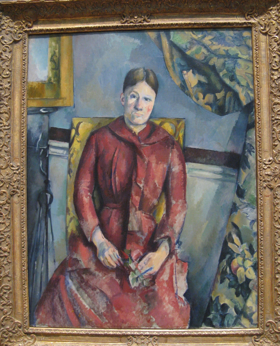 Kırmızı elbiseli Bayan Cézanne - Paul Cézanne