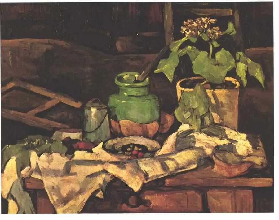 Bir masanın üzerindeki çiçek saksısı - Paul Cézanne