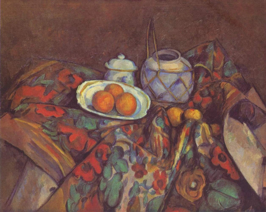 Natürmort, zencefil kabı, şekerlik ve portakallar - Paul Cézanne