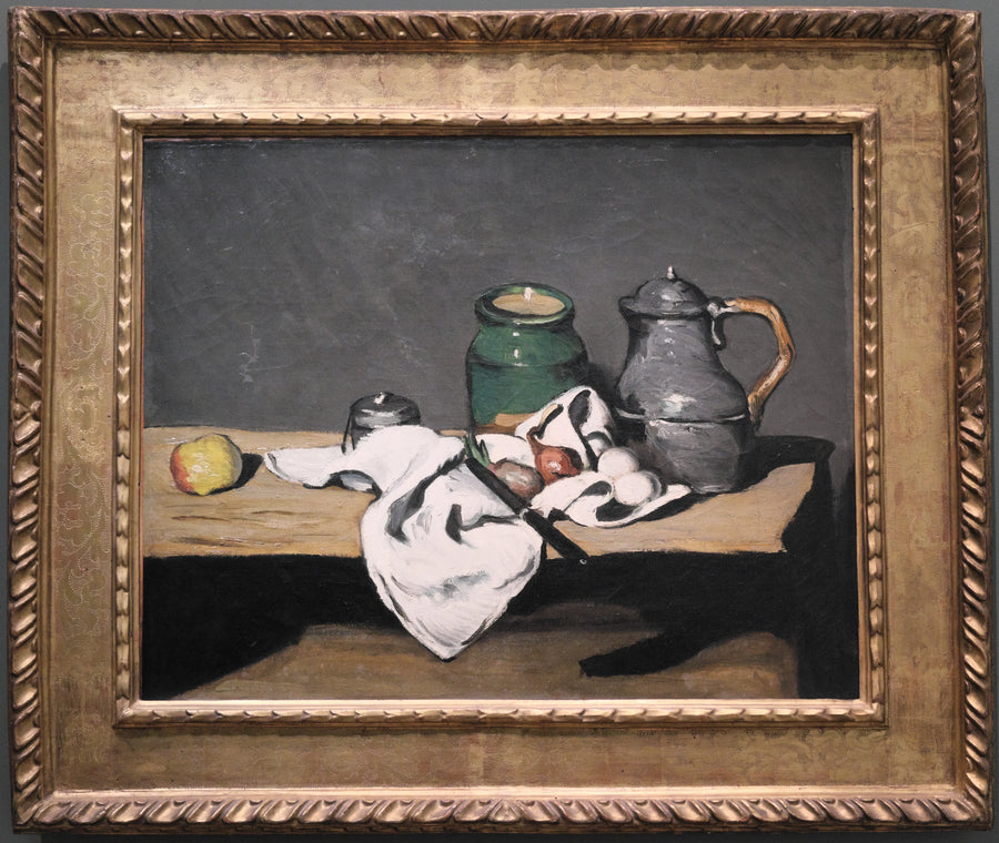 Yeşil vazo ve kalaydan çaydanlık - Paul Cézanne