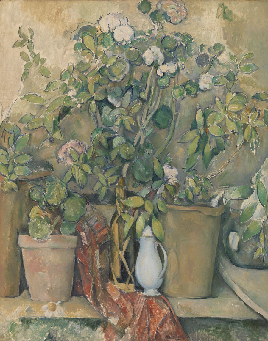 Toprak kaplar ve çiçekler - Paul Cézanne