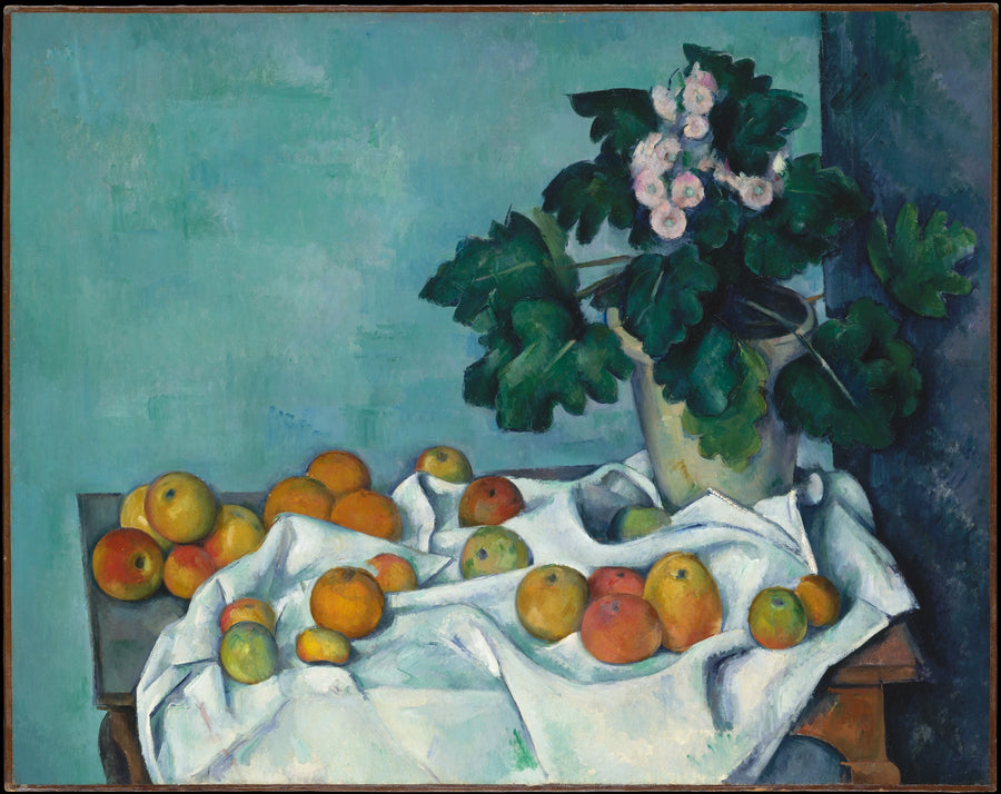 Bir masada primrose ve meyveler - Paul Cézanne