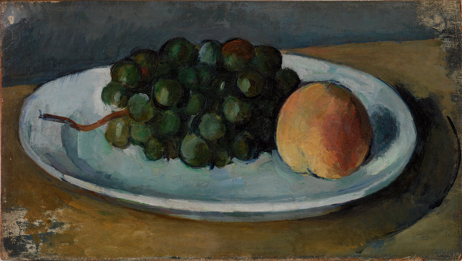 Bir tabakta üzüm salkımı ve şeftali - Paul Cézanne