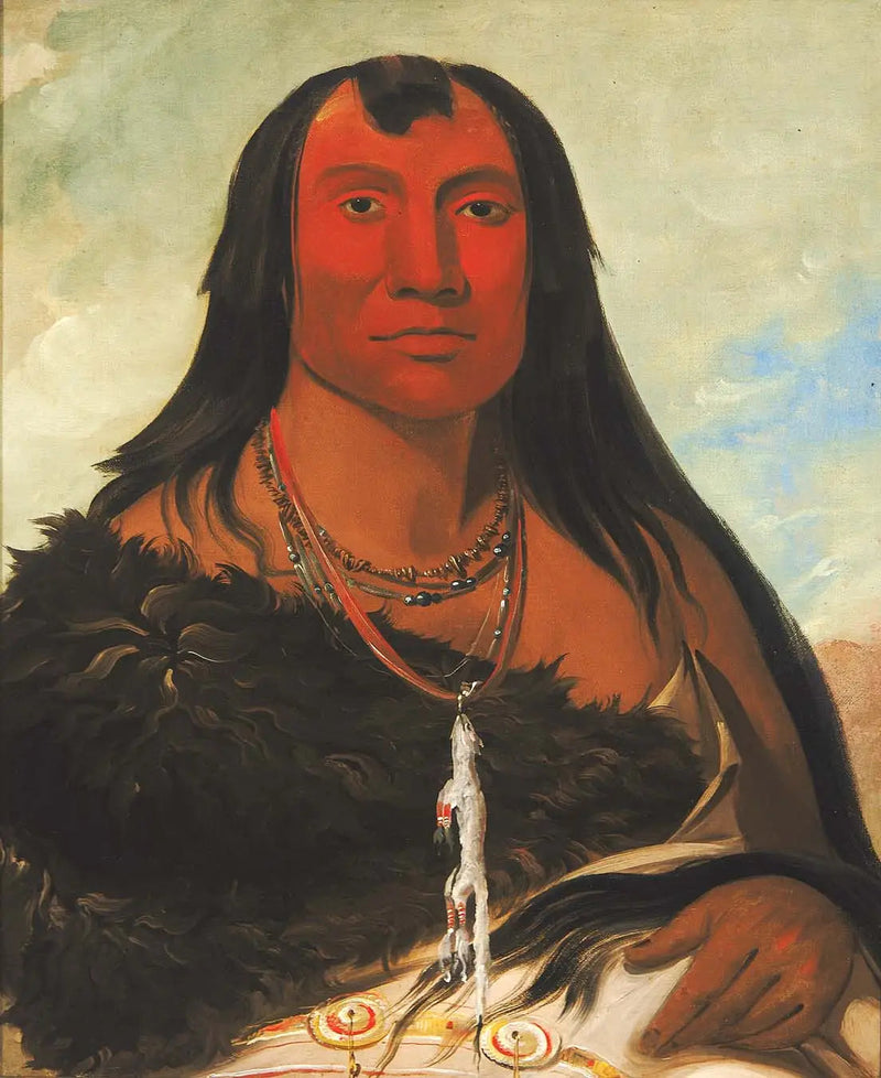 Cháh-ee-chópes, Quatre Loups, yaslı bir şef - George Catlin
