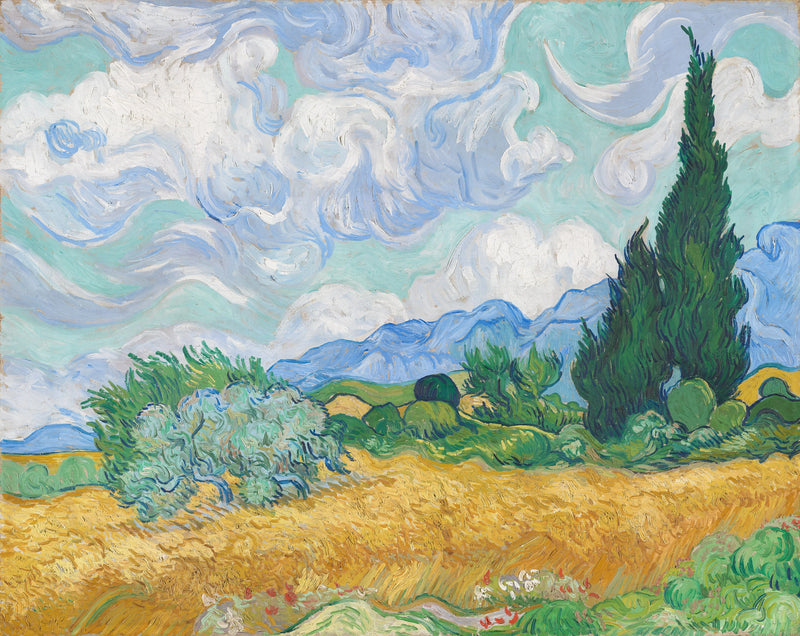 Sedir ağaçları ile bir buğday tarlası - Vincent van Gogh