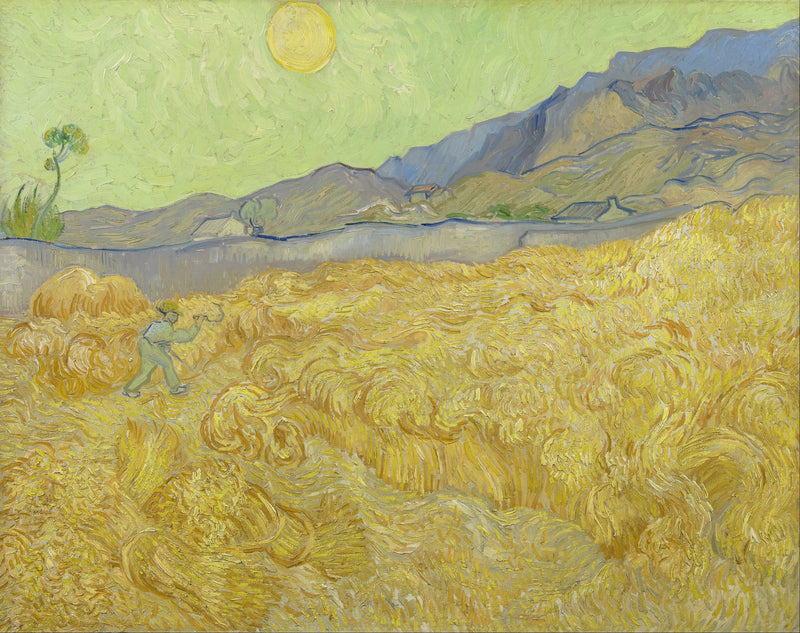Bir biçerdöver ile buğday tarlası - Vincent van Gogh