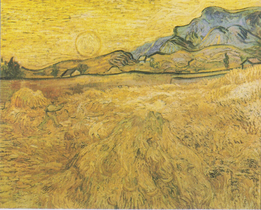 Buğday tarlası, biçerdöver ve güneş - Vincent van Gogh