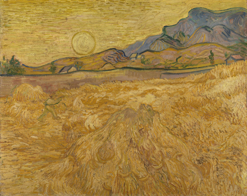 Buğday tarlası, biçerdöver ve güneş - Vincent van Gogh