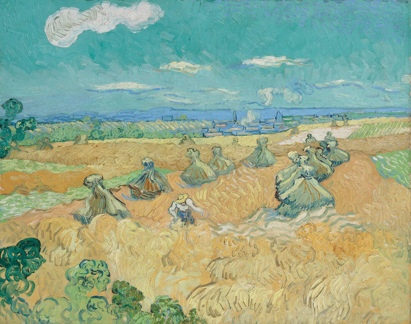 Başaklar ve biçerdöverli buğday tarlası - Vincent van Gogh