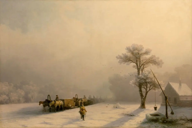 Kış Arabaları Yolda - Ivan Aïvazovski