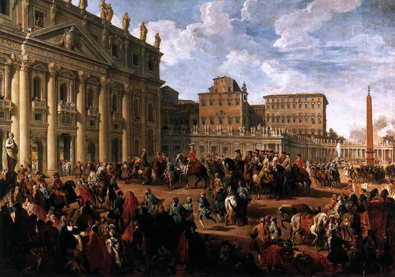 Charles de Bourbon Bazilikası Saint-Pierre'yi Ziyaret Ediyor - Giovanni Paolo Panini
