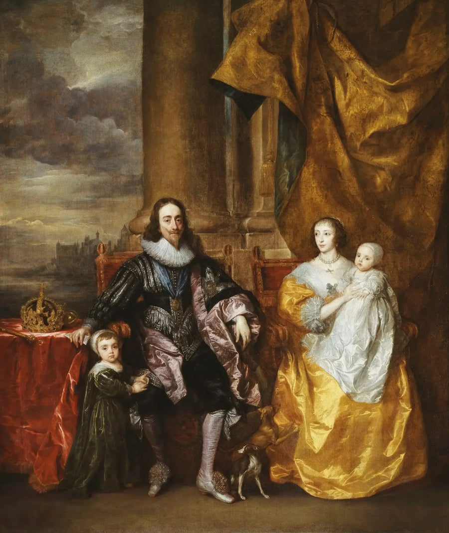 Kral I. Charles ve Henriette Marie ve iki büyük çocukları, Prens Charles ve Prenses Mary - Antoine van Dyck