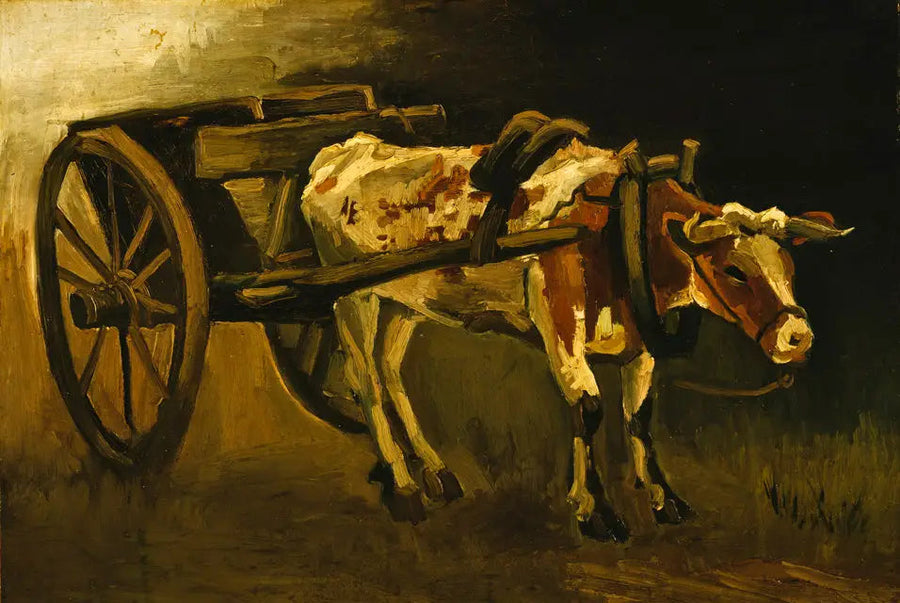 Kırmızı ve beyaz öküzle araba - Vincent van Gogh