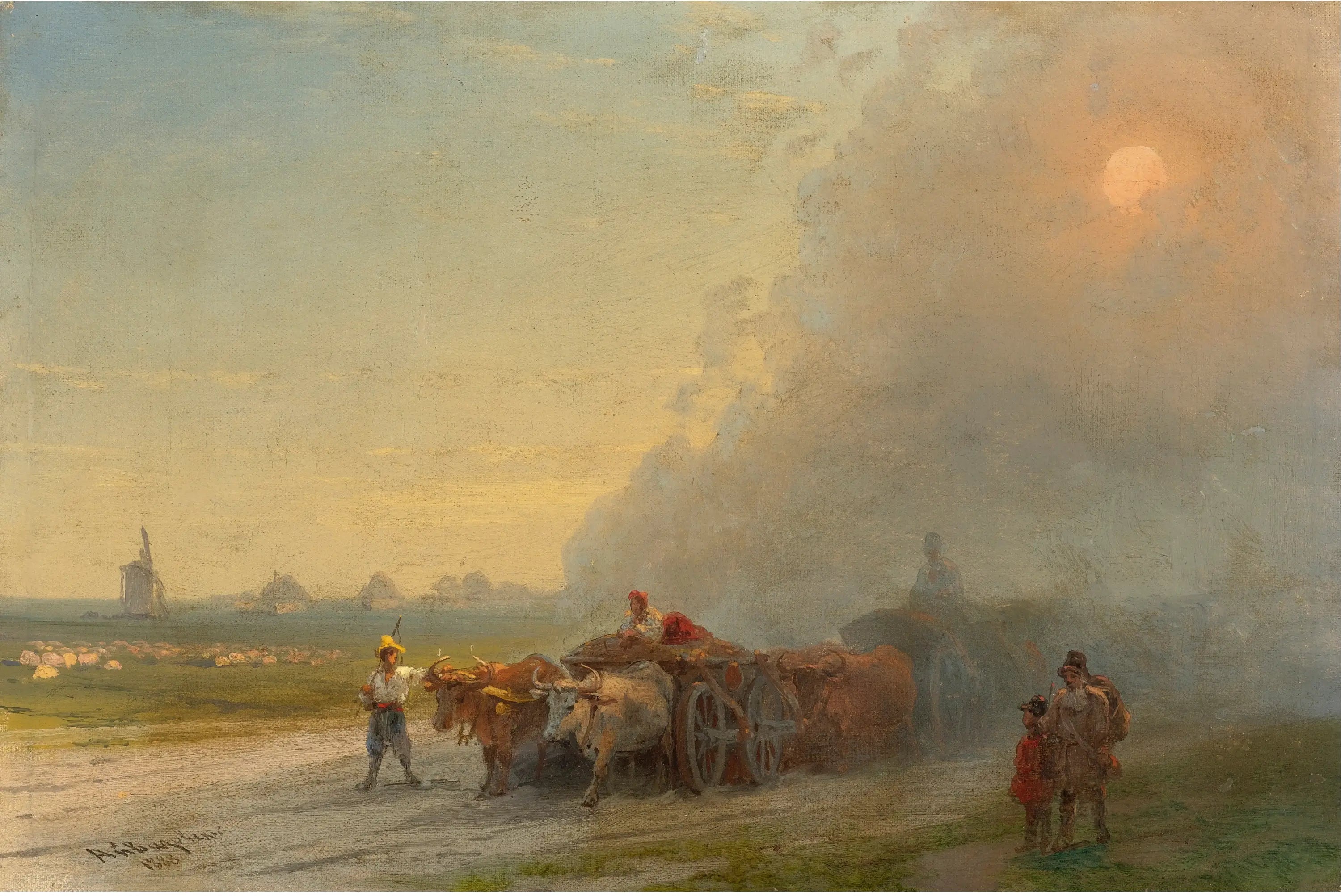 Chars à bœufs dans la steppe ukrainienne - Ivan Aïvazovski image 1 reproduction artisanale de tableau
