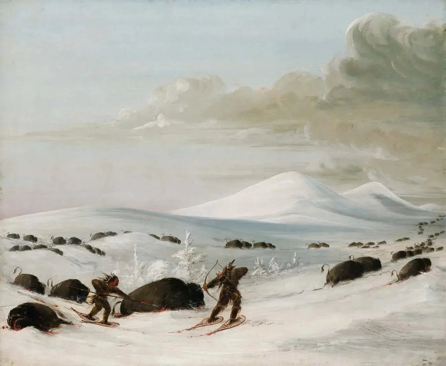 Kardan Bison Avı, Kızaklı Kızılderili Takibi - George Catlin