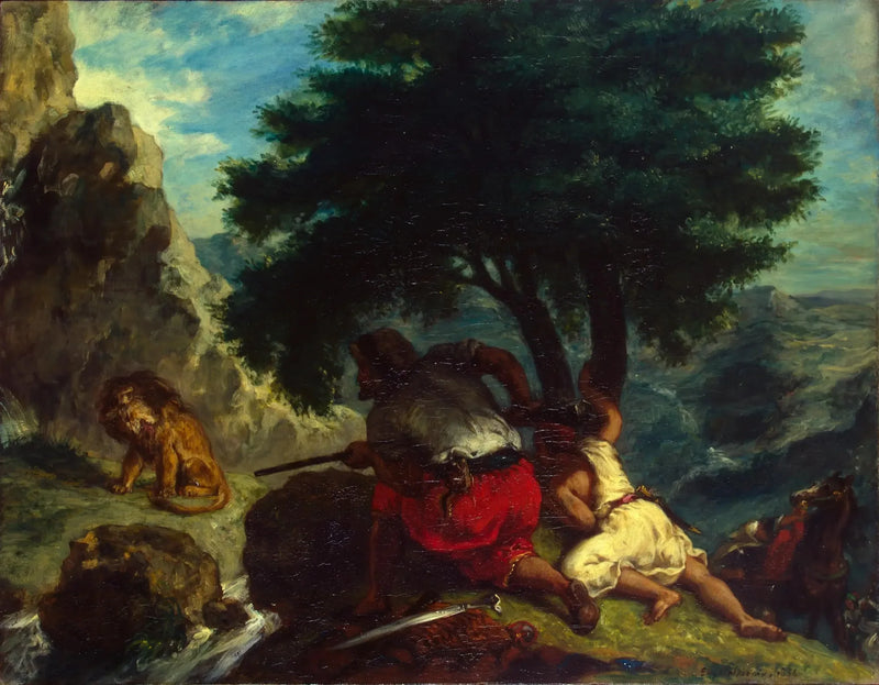 Fas'ta Aslan Avı - Eugène Delacroix