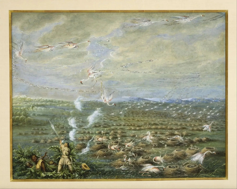 Güney Amerika'da pembe flamingo avı - George Catlin