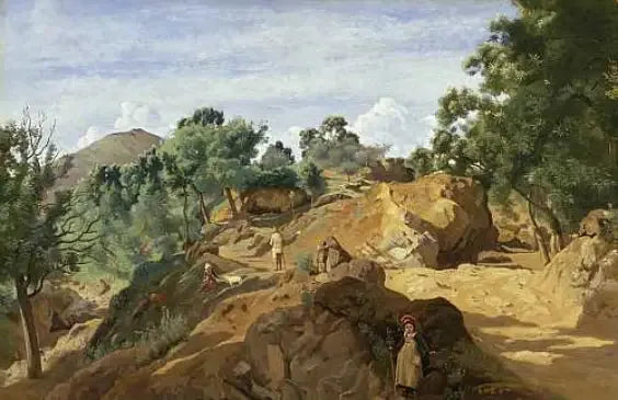 Kayalık kestane ormanı (Morvan veya Auvergne) - Jean-Baptiste Camille Corot