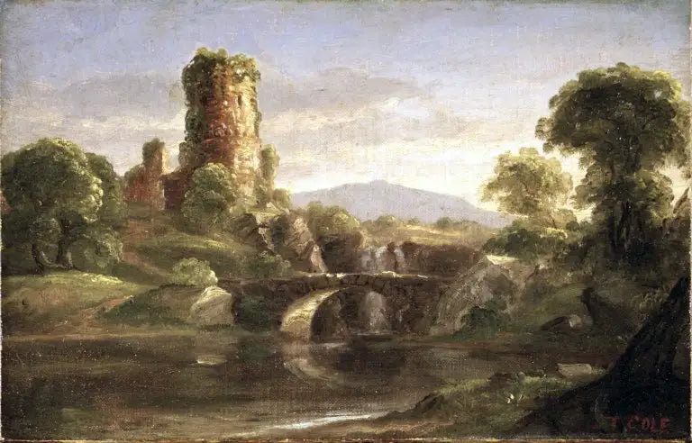Harabe Şato ve Nehir - Thomas Cole