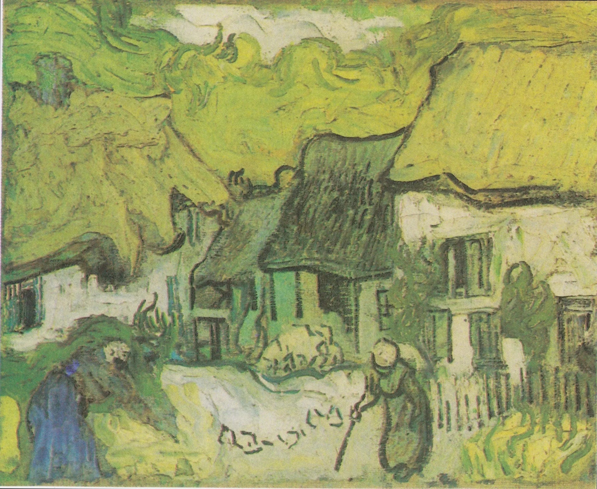 Chaumières à Jorgus avec figures de Vincent van Gogh, 1890