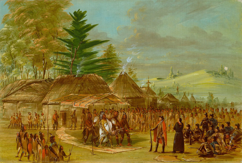 Taensa Kızılderili Şefi La Salle'ı ağırlıyor. 20 Mart 1682 - George Catlin